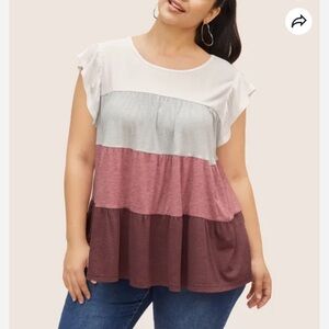 BloomChic Plus Size 2XL Color Block Contrast Cap Sleeve Tank Top us18-20